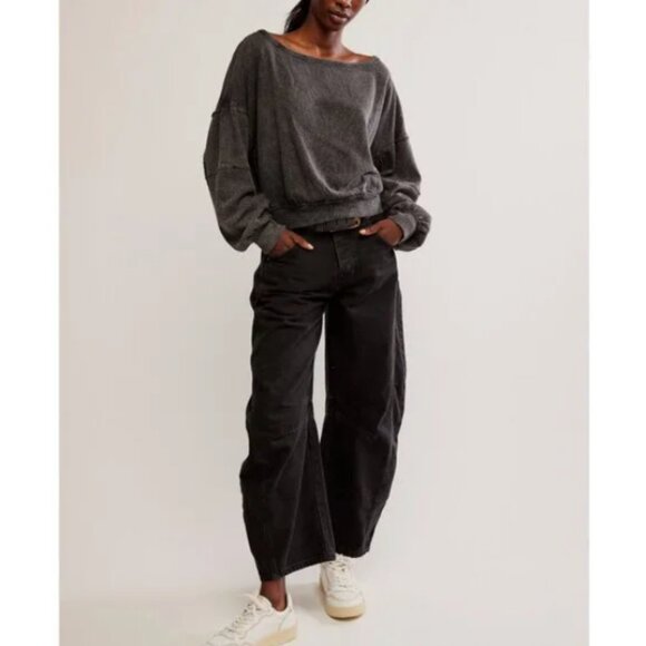 FREE PEOPLE Ife Pullover Sweater Thermal Textured Waffle Knit Crop Exposed Seams - Picture 10 of 16